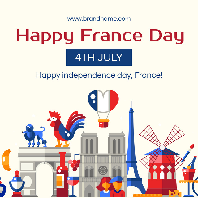 French Independence Day Celebration Announcement Instagram Design Template