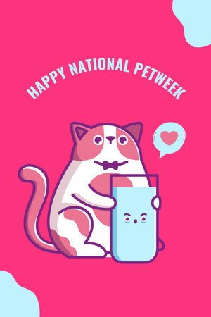 National Pet Week with Cute Cat Postcard 4x6in Vertical Tasarım Şablonu