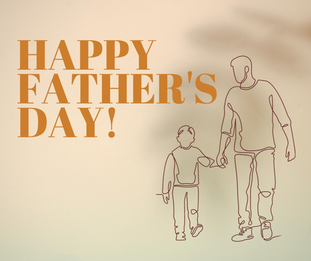 Father's Day Greeting with Dad and Son Illustration Facebook Design Template