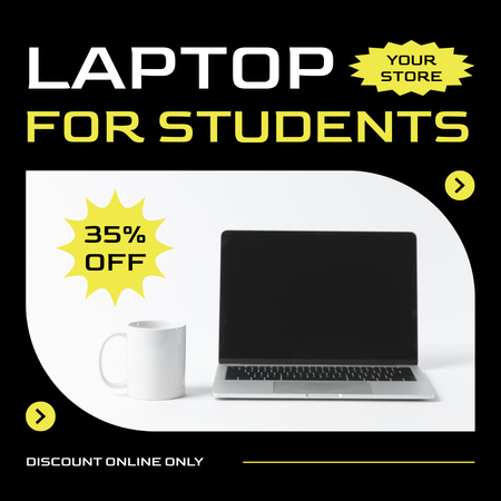 Ontwerpsjabloon van Instagram van Korting op moderne laptops voor studenten