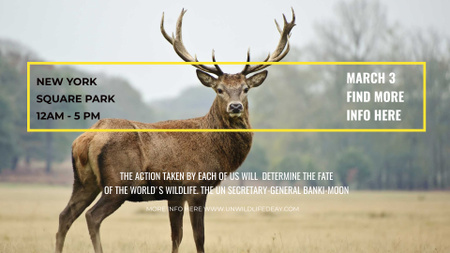 Eco Event announcement with Wild Deer FB event cover Design Template