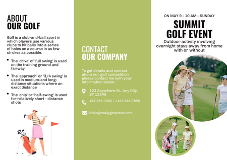 Designvorlage Ankündigung des Golfgipfels mit jungen Damen für Brochure