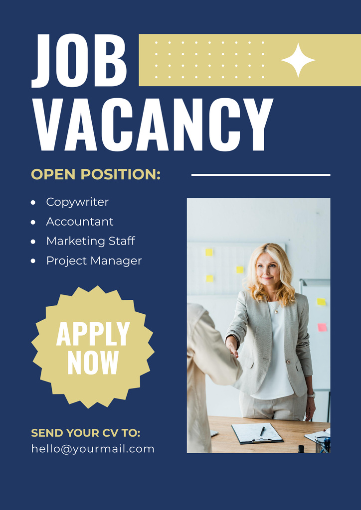 Job Vacancy Ad Layout with Photo Poster Modelo de Design