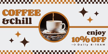 Lovely Discount In Happy Hours In Coffee Shop Twitter Design Template