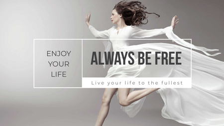Template di design Inspiration Quote Woman Dancer Jumping Title 1680x945px