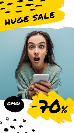Sale Announcement Shocked Funny Lama Instagram Video Story Design Template