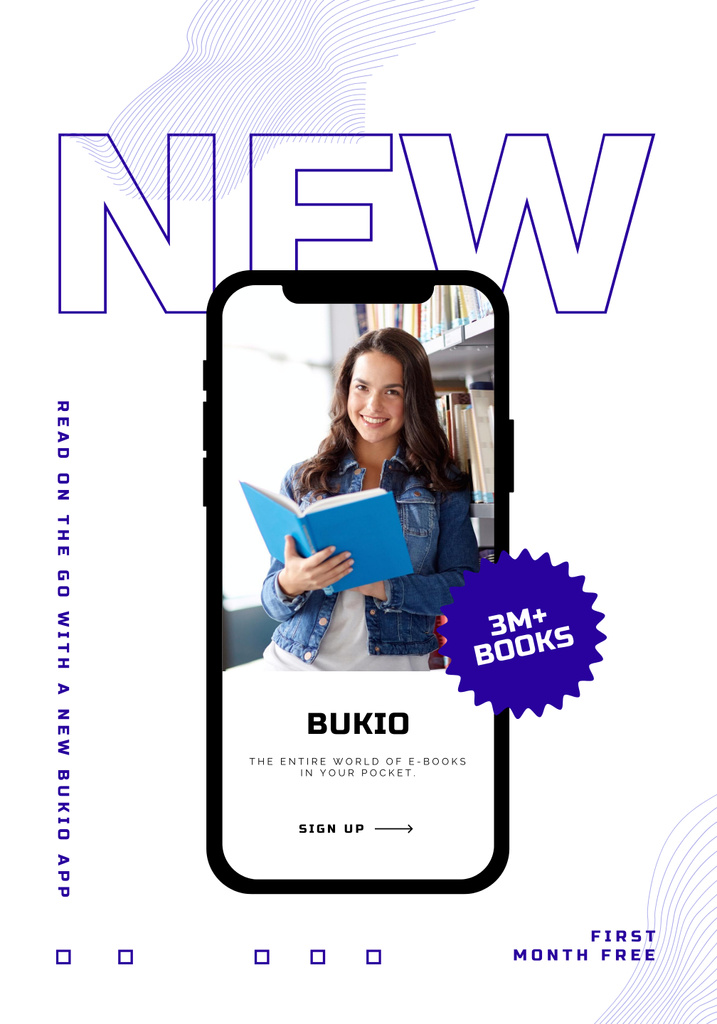 Reading Book in the App Poster 28x40in Design Template