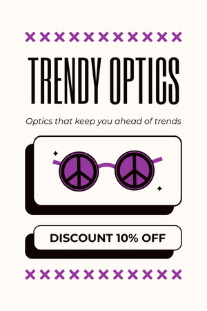 Designvorlage Trendiges Optik-Angebot mit tollem Rabatt für Pinterest