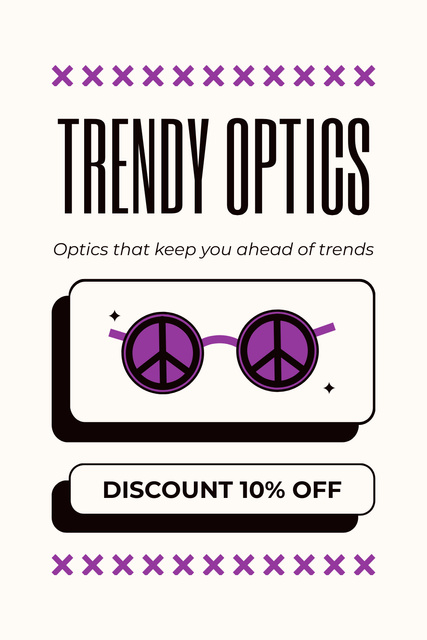 Plantilla de diseño de Trendy Optics Offer at Nice Discount Pinterest 