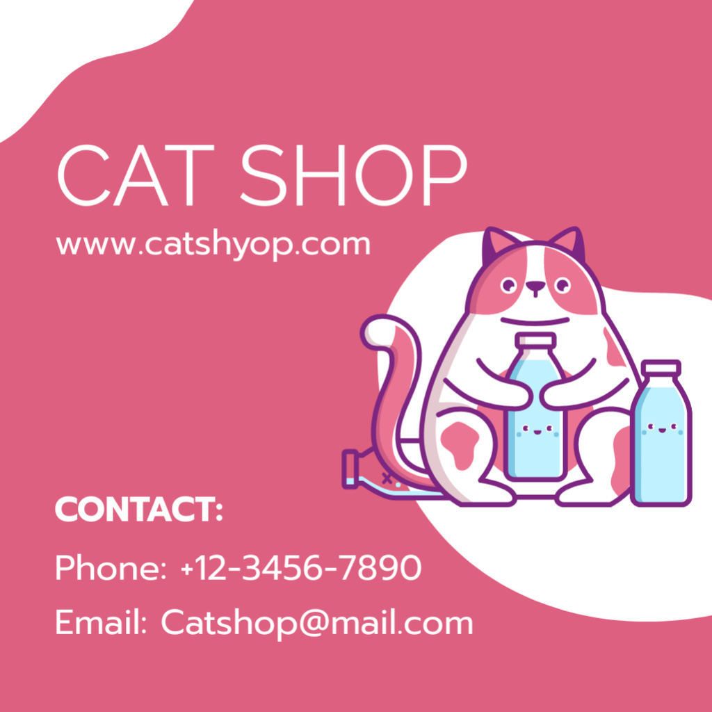 Designvorlage Pet Shop Offer with Cute Cat für Square 65x65mm