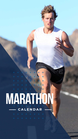Marathon Calendar Ad with Running Man Instagram Story Design Template