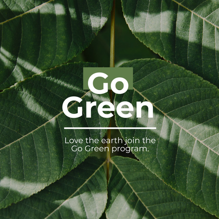 Green Lifestyle Concept Motivation with Plant Leaves Instagram Design Template