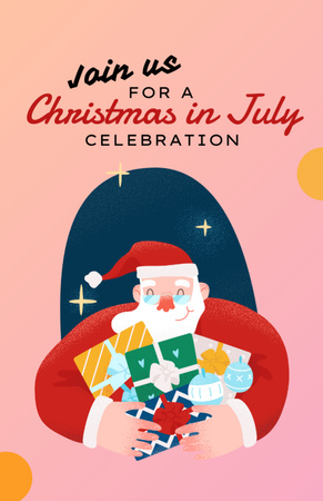 July Christmas Celebration Announcement on Pink Flyer 5.5x8.5in Design Template