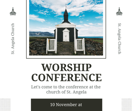 Plantilla de diseño de Conferencia de adoración en la iglesia Facebook 