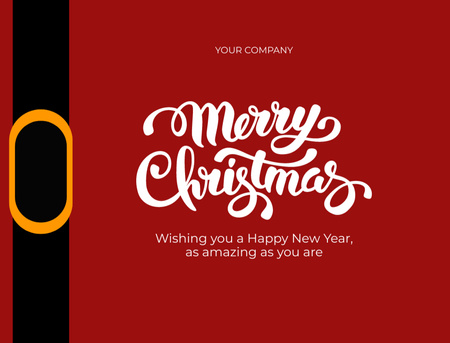 Template di design Auguri di Natale e Capodanno con la cintura di Babbo Natale Postcard 4.2x5.5in