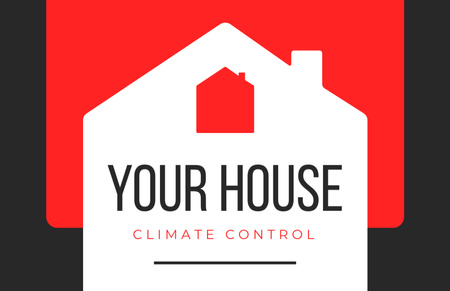 House Climate Control Technology Red and Grey Business Card 85x55mm Tasarım Şablonu