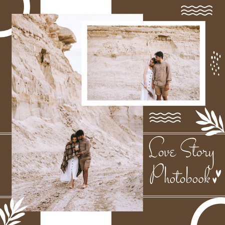 Designvorlage Foto eines liebenden Paares beim Spazierengehen für Photo Book