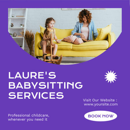 Advertisement for Babysitting Service Instagram Design Template
