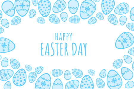 Easter Holiday Greeting with Eggs in Blue Flyer 4x6in Horizontal Modelo de Design