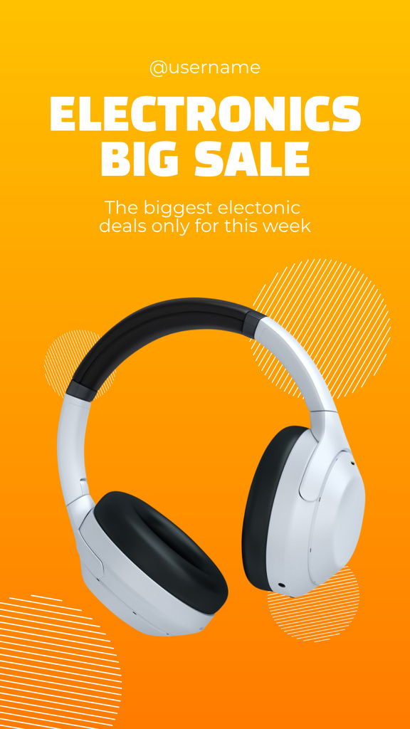 Big Sale Announcement on Electronics with Headphones Instagram Story Modelo de Design