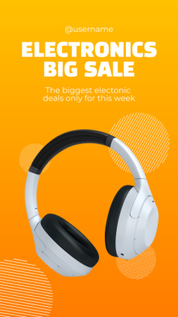 Big Sale Announcement on Electronics with Headphones Instagram Story Design Template