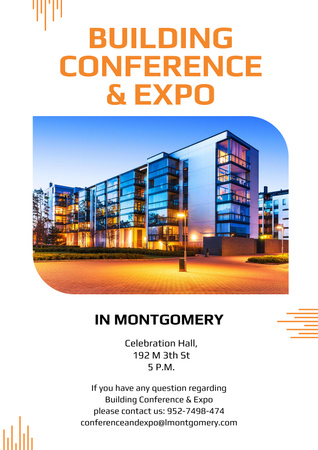 Plantilla de diseño de Building Conference Announcement with Modern Skyscrapers Poster 