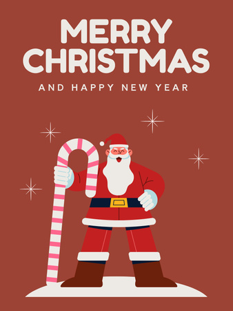 Modèle de visuel Salutations de Noël et du Nouvel An avec un chat illustré en laine - Poster US