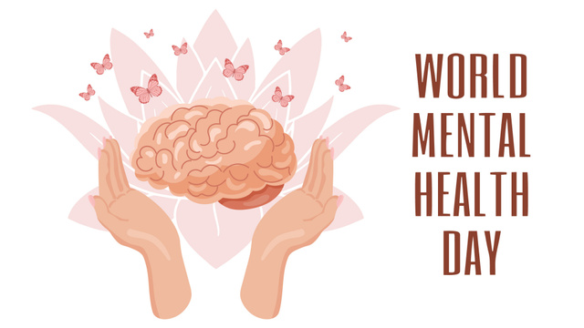 Announcement of Celebrating Mental Health Day with Lotus Flower Zoom Background – шаблон для дизайна
