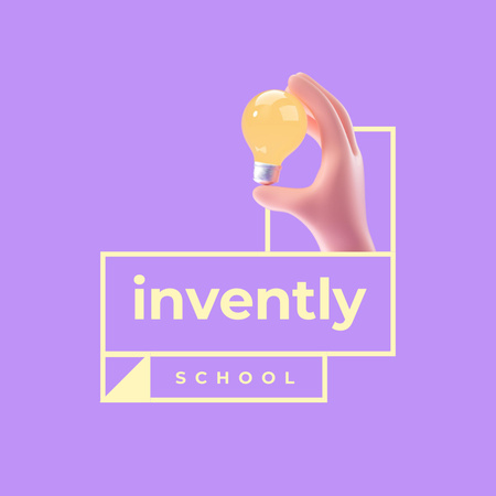 Plantilla de diseño de anuncio escolar con ilustración de bombilla Logo 