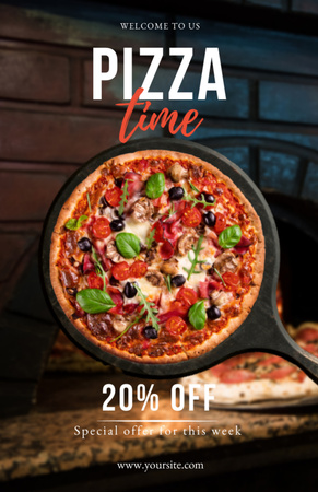 Ontwerpsjabloon van Recipe Card van Aankondiging tijd pizzaverkoop