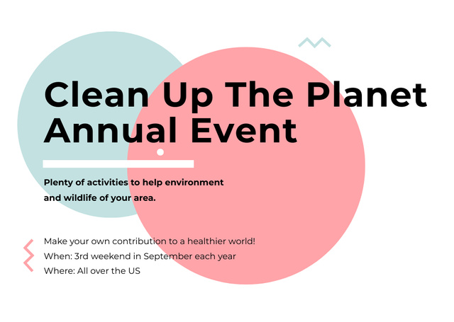 Modèle de visuel Ecological Event Announcement with Illustration of Blue and Pink Circles - Flyer A6 Horizontal