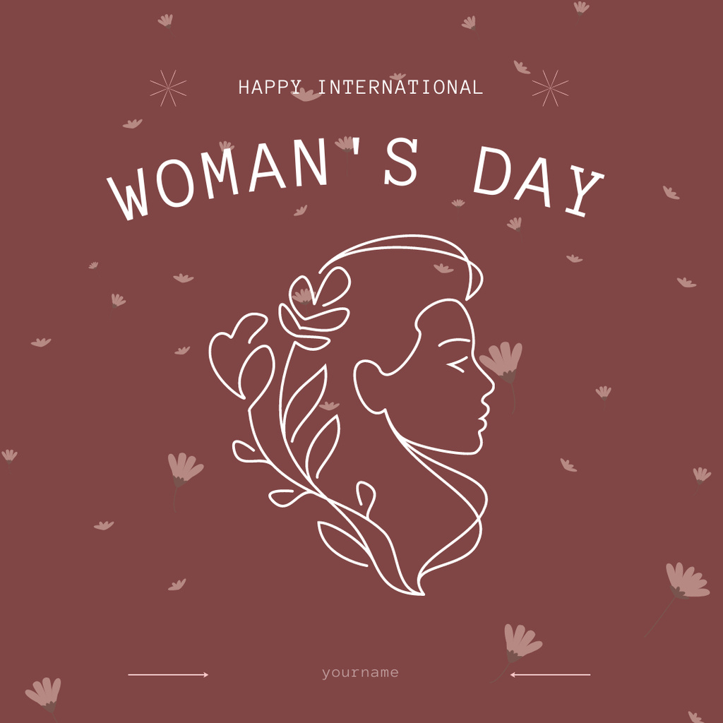 Beautiful Sketch of Woman on Women's Day Instagram tervezősablon