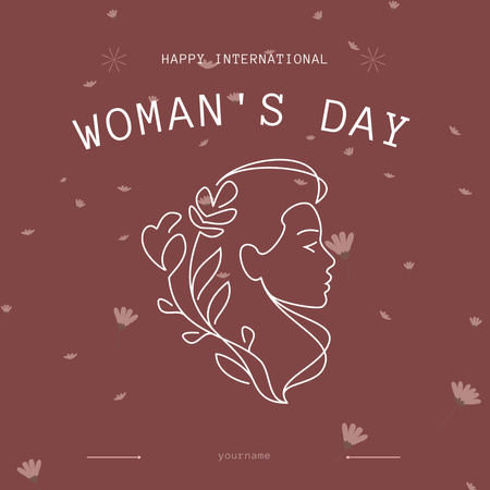 Beautiful Sketch of Woman on Women's Day Instagram Design Template