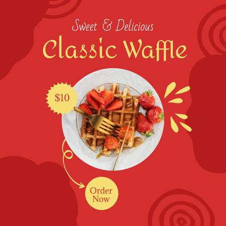 Ontwerpsjabloon van Instagram van Sweet Waffle Offer