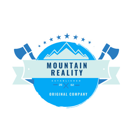 Emblem with Mountains and Axes Logo 1080x1080pxデザインテンプレート