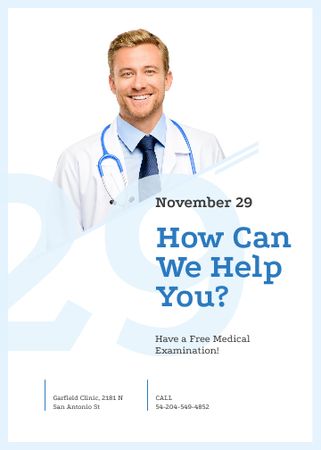 Confident doctor with stethoscope Invitation Design Template