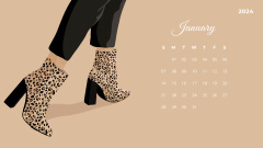 Girl in Stylish Boots with Leopard Print