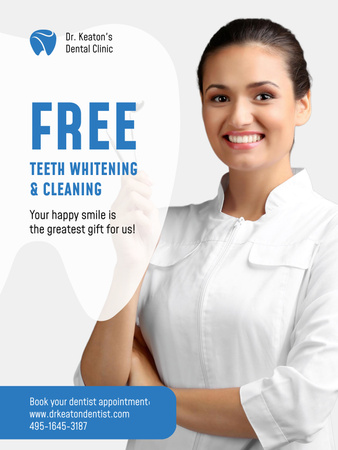 Plantilla de diseño de Blanqueamiento de dientes gratis Poster US 