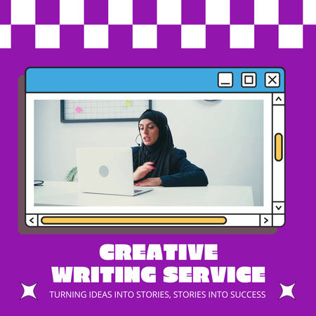 Ontwerpsjabloon van Animated Post van Creative Writing Service For Businesses With Slogan