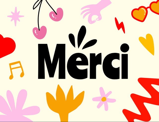 Plantilla de diseño de Thank You Word in French Postcard 4.2x5.5in 