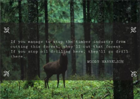Template di design Nature saving quote with Deer Card