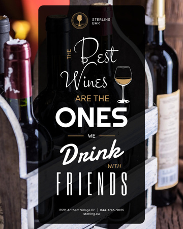 Bar Promotion with Wine Bottles And Quote Poster 16x20in – шаблон для дизайну