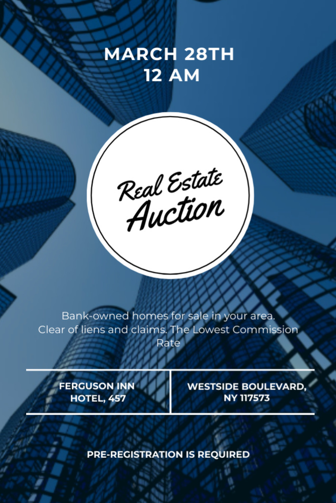 Template di design Welcome to Real Estate Auction Flyer 4x6in