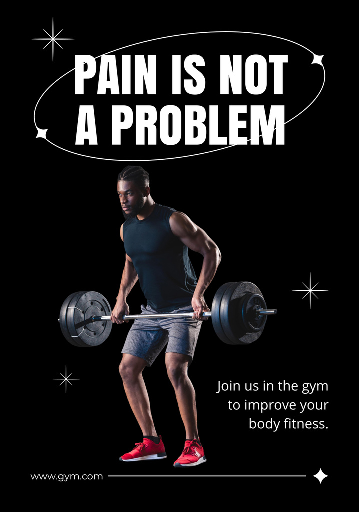 Inspiration with Muscular Black Man Poster 28x40in – шаблон для дизайну