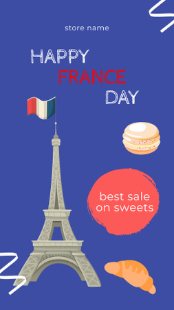 French National Day Celebration Announcement Instagram Video Story Design Template