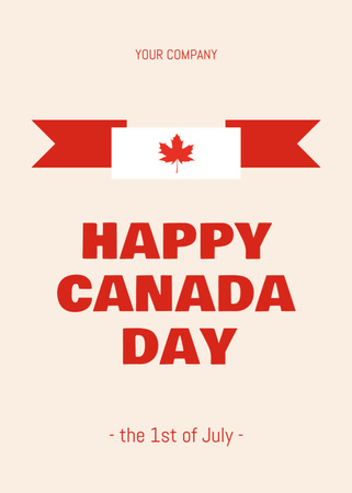 Simple Announcement of Canada Day Celebration with Canadian Flag Postcard 5x7in Vertical Design Template