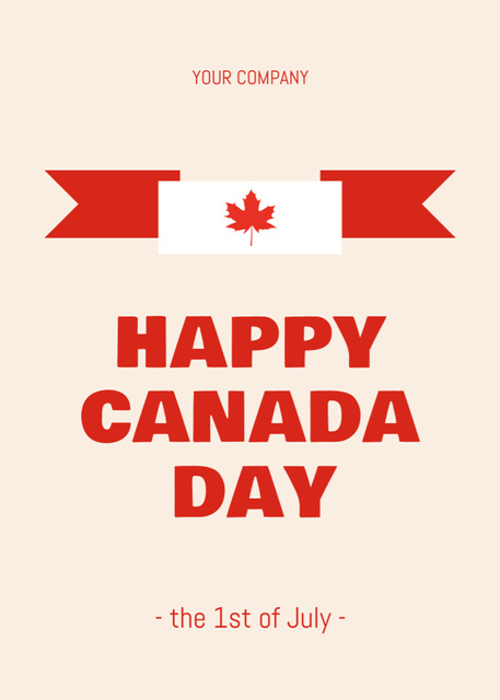 Simple Announcement of Canada Day Celebration with Canadian Flag Postcard 5x7in Vertical – шаблон для дизайна