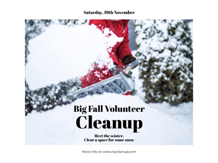 Winter Volunteer Cleanup Announcement Poster 18x24in Horizontal Design Template