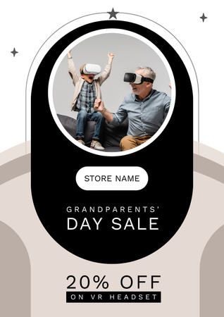 Szablon projektu Wyprzedaż zestawów słuchawkowych do wirtualnej rzeczywistości na Dzień Babci i Dziadka Poster