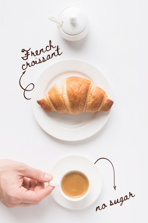 French Croissant and Coffee Pinterest Design Template